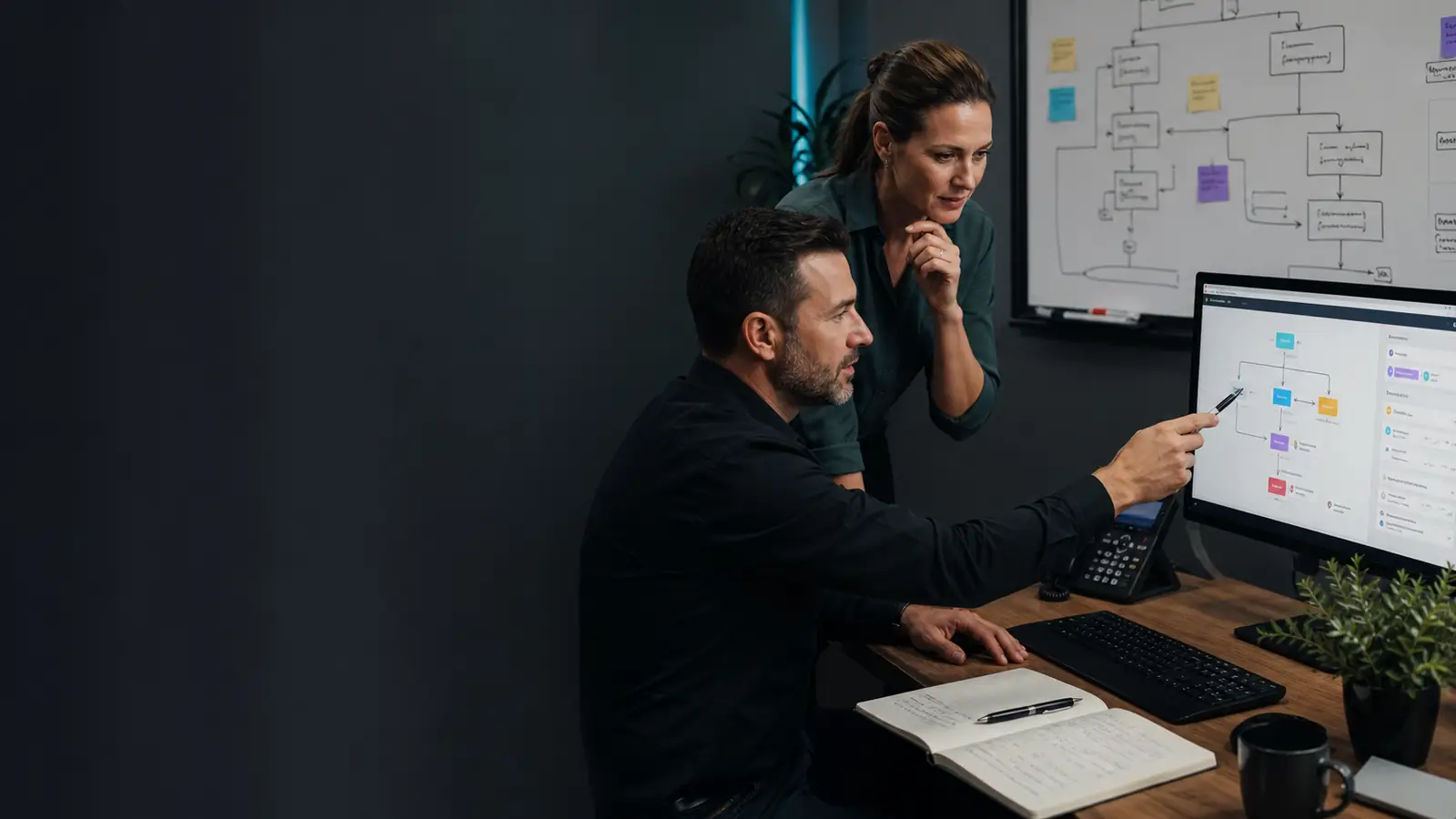 People reviewing a practical business automation workflow