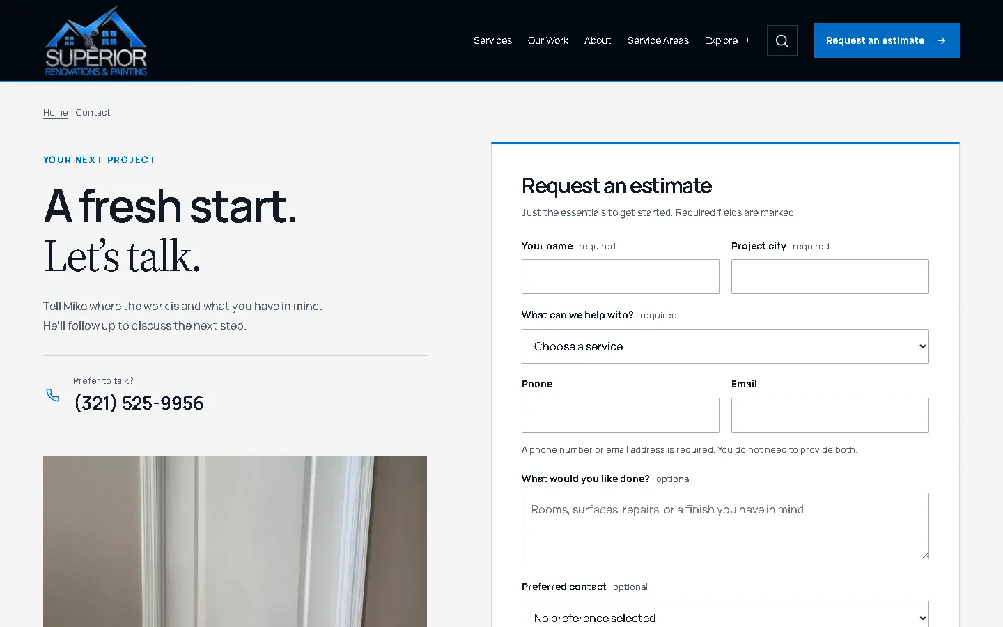 Superior project inquiry page without customer information